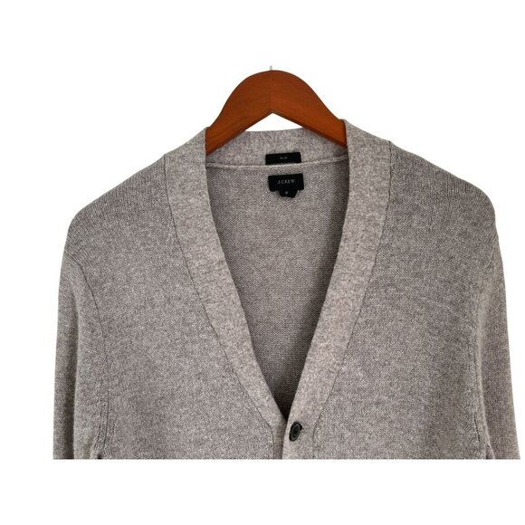 J. Crew Gray Wool Blend Cardigan Elbow Patch Knit Sweater Preppy Old Money Size - Picture 5 of 8